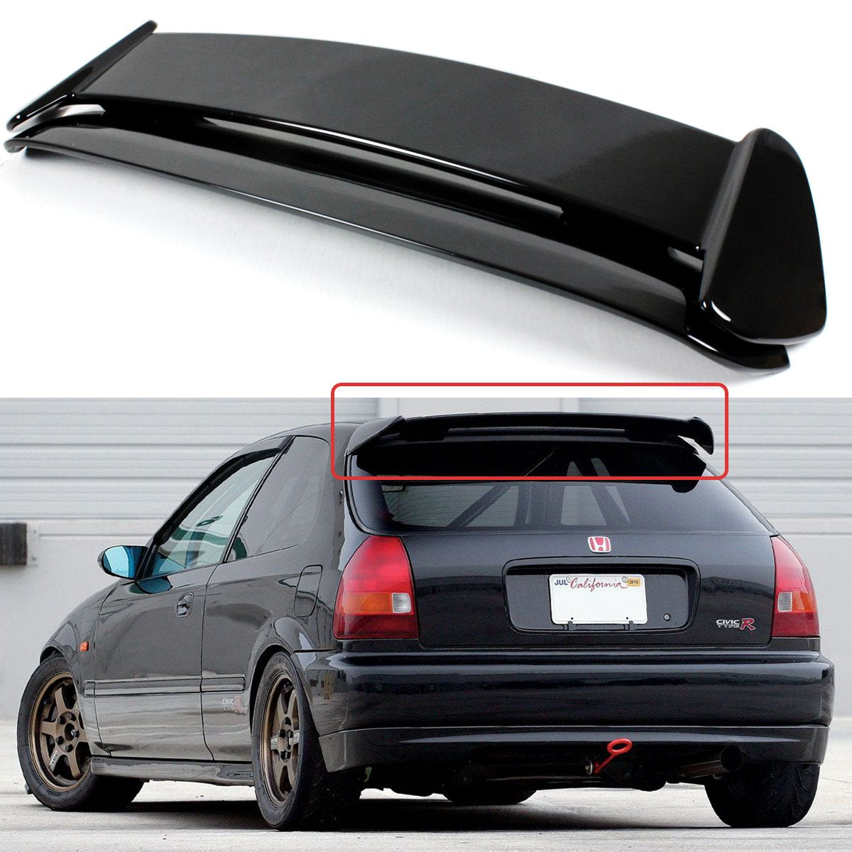 Type R Style Rear Spoiler Trunk Boot Wing for 1996-2000 Honda Civic EK Hatchback